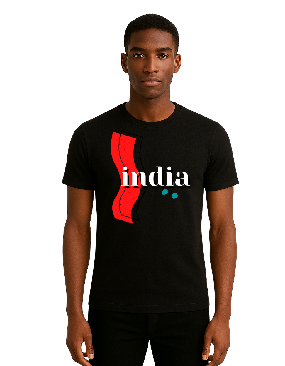 Stylish Black India Graphic T-Shirt – Modern Streetwear for Men