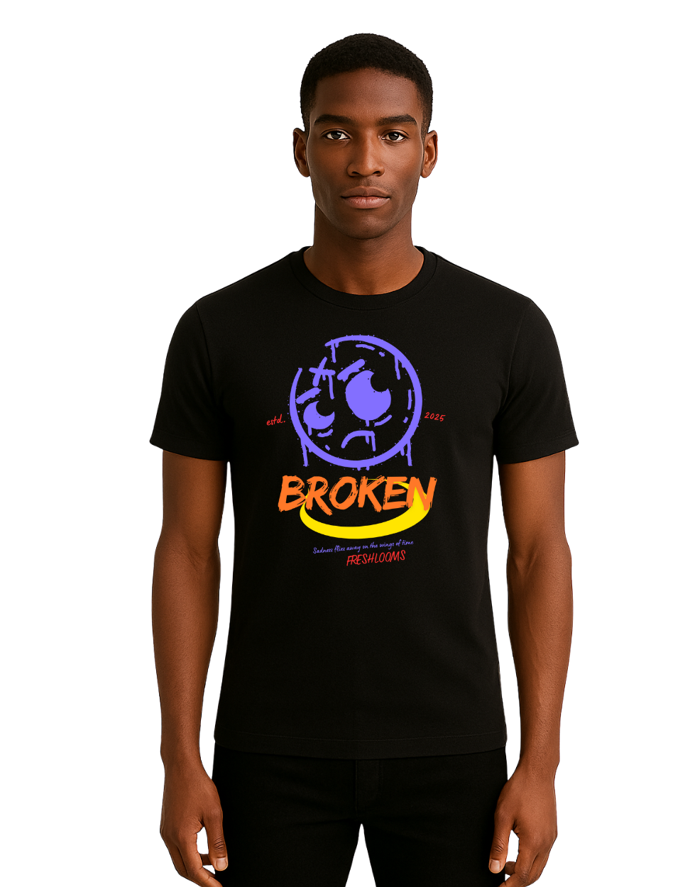 Broken Graphic Black T-Shirt for Men – Freshlooms Streetwear Tee