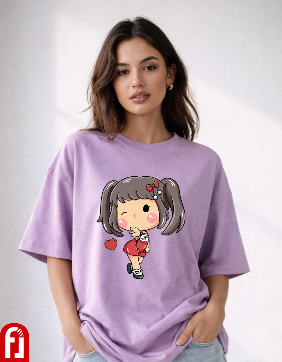 Kawaii Heart Oversized T-Shirt – Lavender Luxury Streetwear Tee