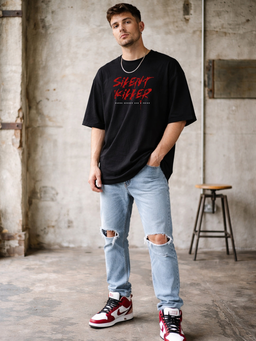 Freshlooms Silent Killer Graphic Oversized T-Shirt | 240 GSM Premium Cotton
