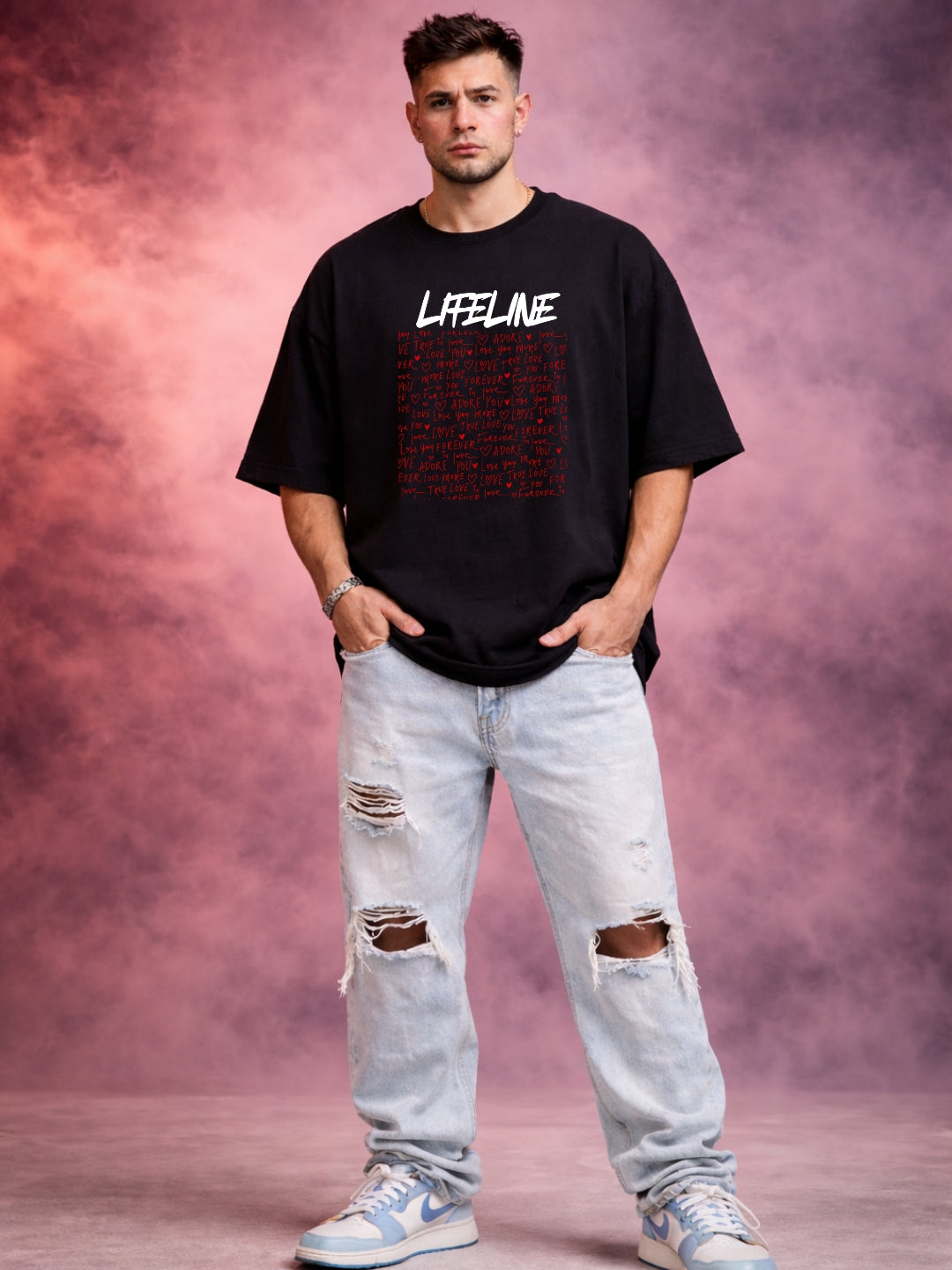 Freshlooms Lifeline Graphic Oversized T-Shirt – 240 GSM Premium Cotton Streetwear