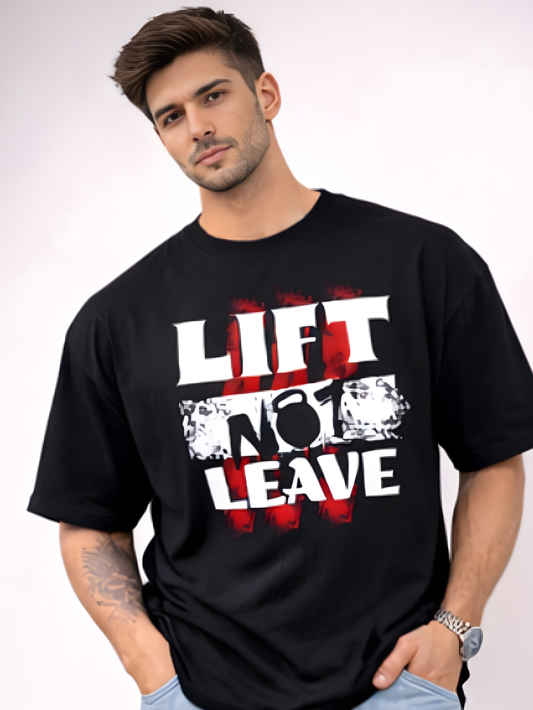 Lift Not Leave Oversized T-Shirt – Black Power Statement Luxury Streetwear