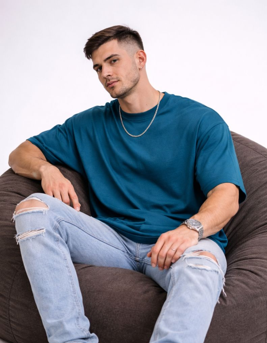 Freshlooms Men Oversized Premium Cotton T-Shirt – Two Souls One Journey Back Print | Streetwear Graphic Tee