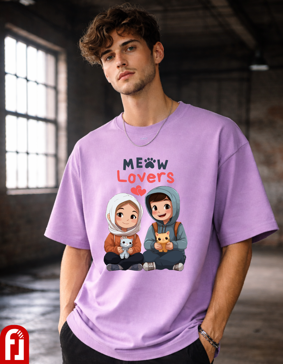 Meow Lovers Oversized T-Shirt – Lavender Luxury Streetwear Tee