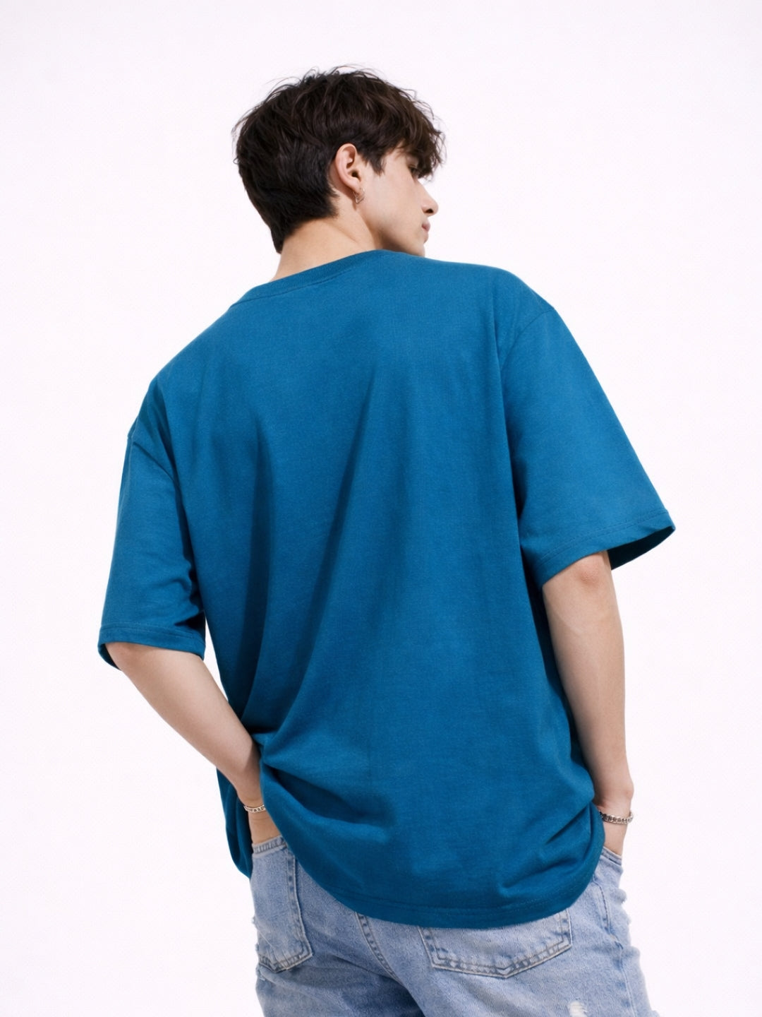 GHOST Mode Oversized T-Shirt – Azure Blue Luxury Streetwear Tee