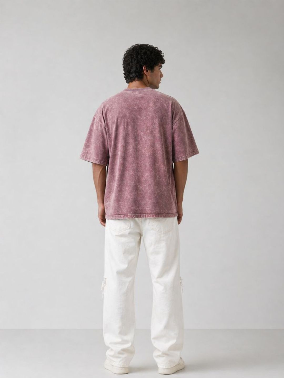 Freshlooms DAMAGED Men Oversized Acid Wash Graphic Printed T-Shirt