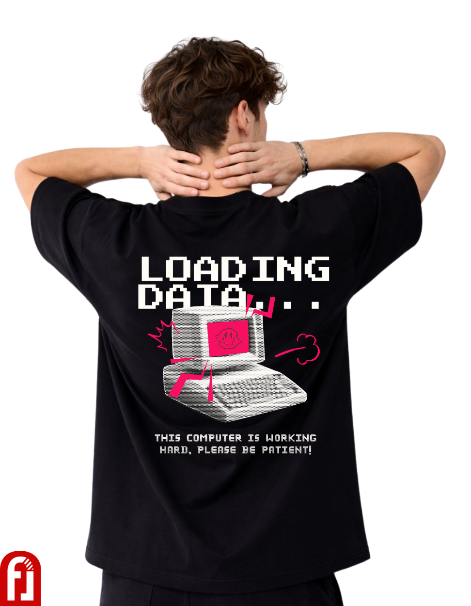 Loading Data Oversized T-Shirt – Black Luxury Tech Streetwear (Front & Back Print)