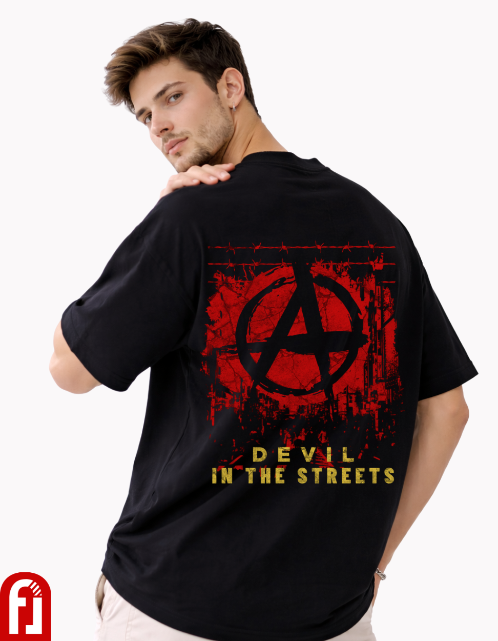 Devil in the Streets Oversized T-Shirt – Black Luxury Streetwear (Front & Back Print)