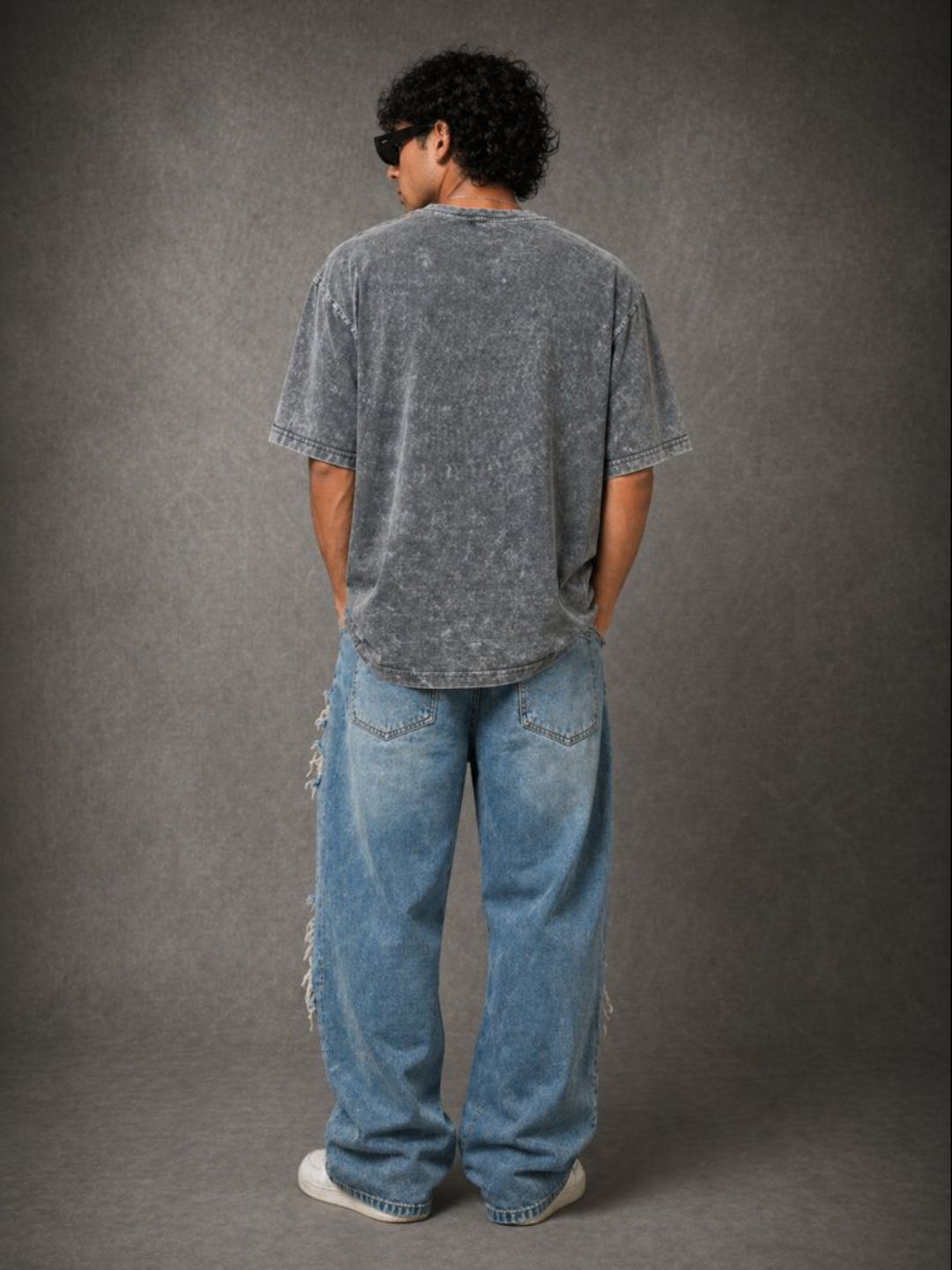 Freshlooms Oversized StoneWash T-Shirt – 240 GSM Premium Cotton | Vintage Grey Streetwear Fit