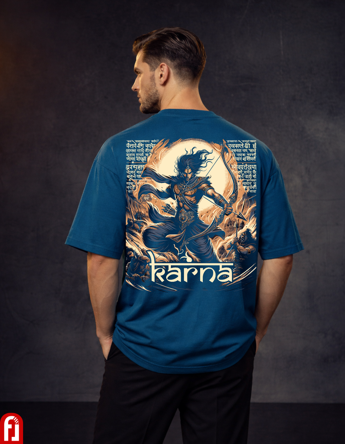 Men’s Karna Oversized Graphic T-Shirt 240 GSM | Premium 100% Cotton Mythology Streetwear Back Print Tee
