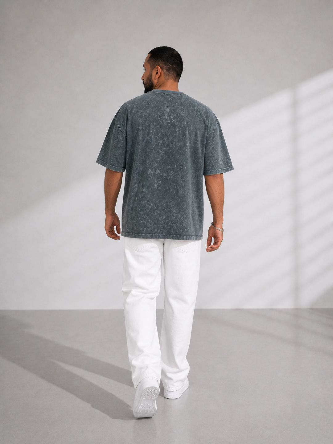 Freshlooms DAMAGED Men Oversized Acid Wash Graphic Printed T-Shirt