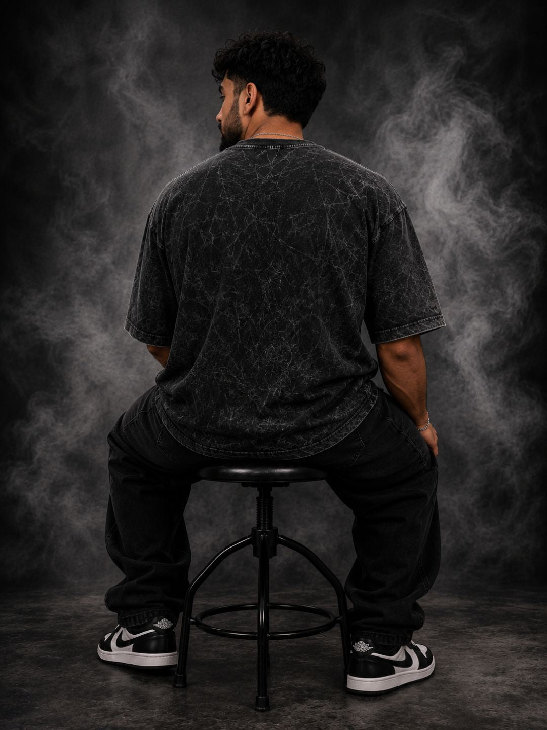 Freshlooms “PAIN” Acid Wash Oversized T-Shirt – Black