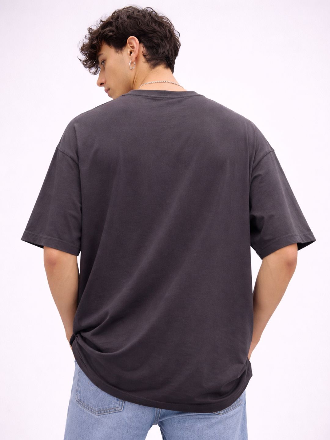 Freshlooms Men Charcoal Grey Oversized T-Shirt | 240 GSM Cotton | Stay Savage Always Graphic | Streetwear Fit