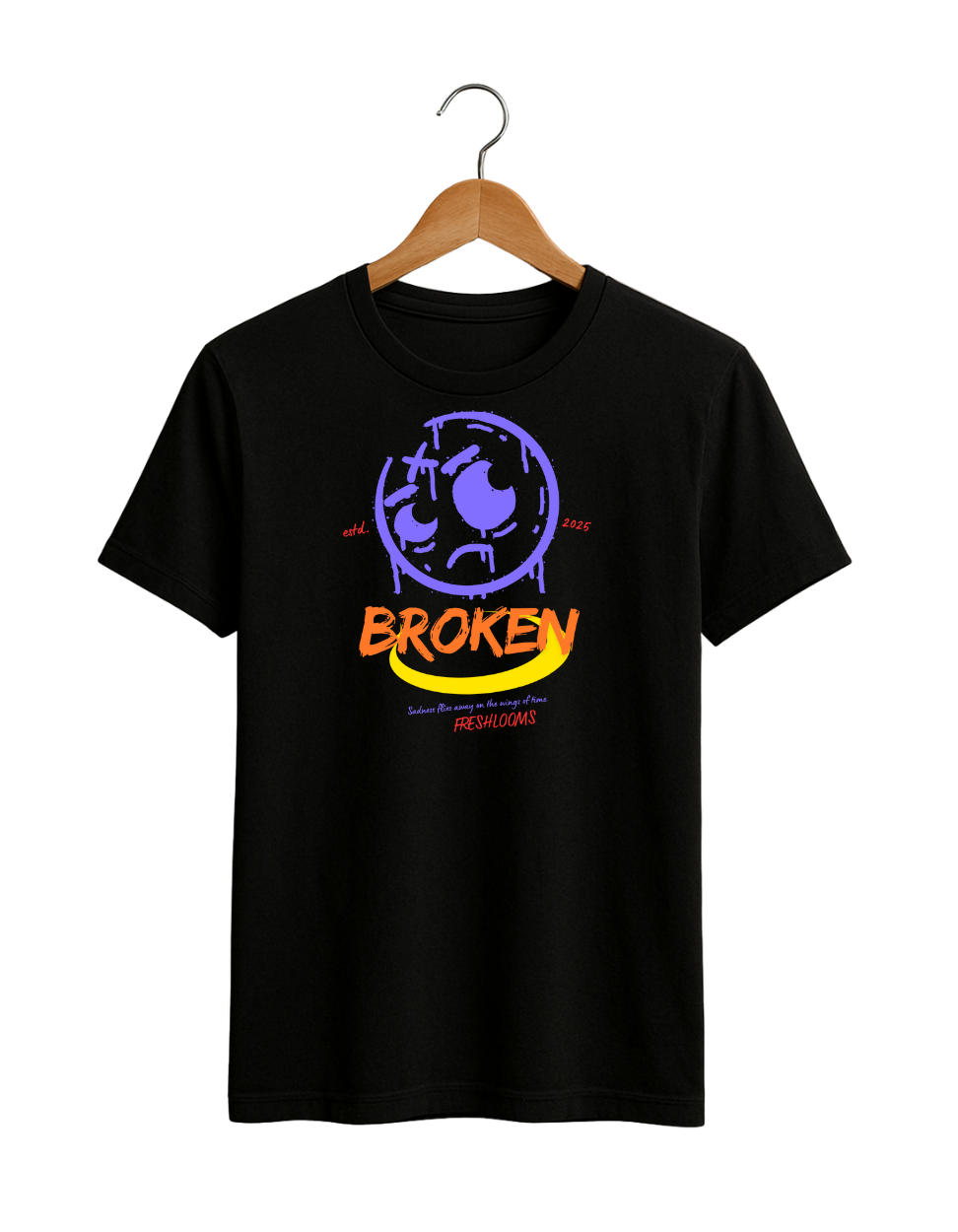 Broken Graphic Black T-Shirt for Men – Freshlooms Streetwear Tee