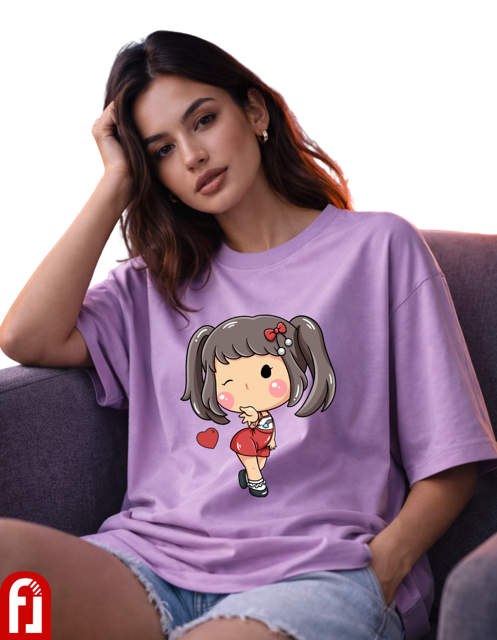 Kawaii Heart Oversized T-Shirt – Lavender Luxury Streetwear Tee