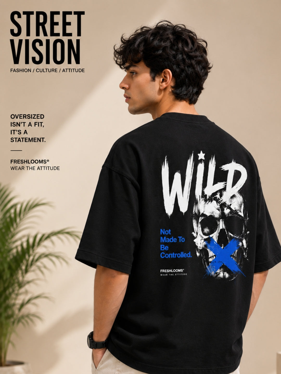 FRESHLOOMS | WILD Oversized Graphic T-Shirt – Black