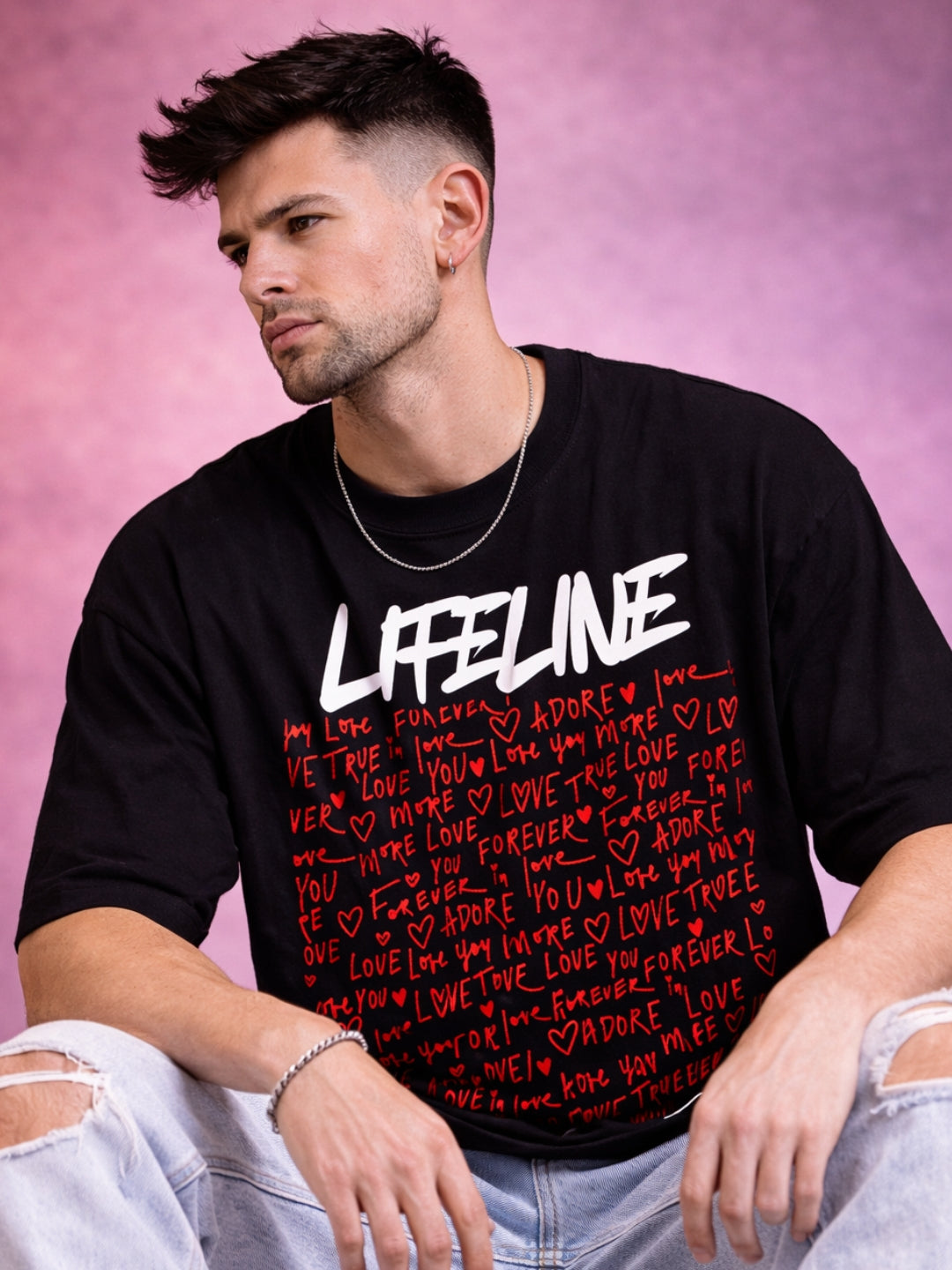 Freshlooms Lifeline Graphic Oversized T-Shirt – 240 GSM Premium Cotton Streetwear
