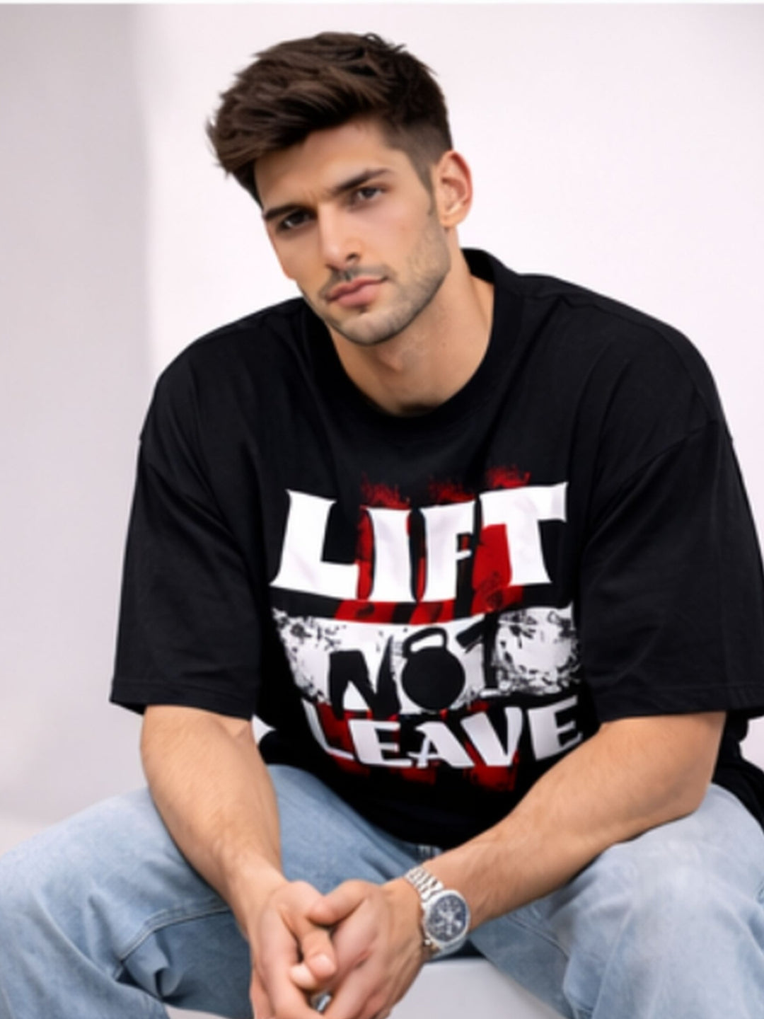 Lift Not Leave Oversized T-Shirt – Black Power Statement Luxury Streetwear