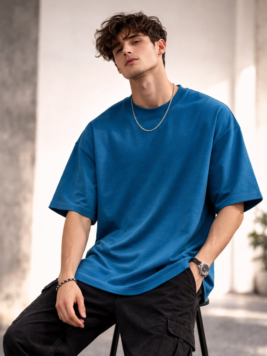 Azure Essential Oversized T-Shirt – Premium Minimal Luxury Tee