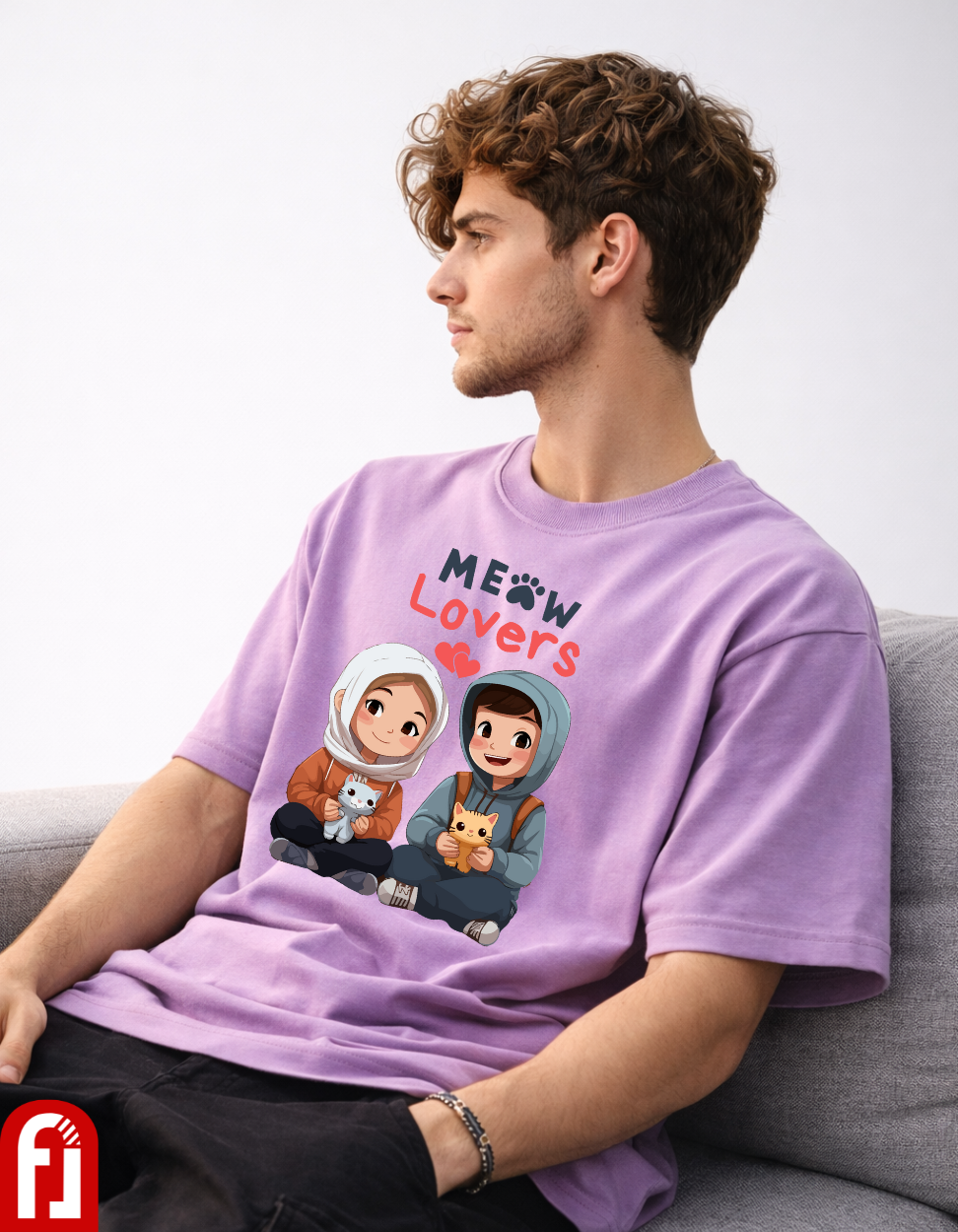 Meow Lovers Oversized T-Shirt – Lavender Luxury Streetwear Tee