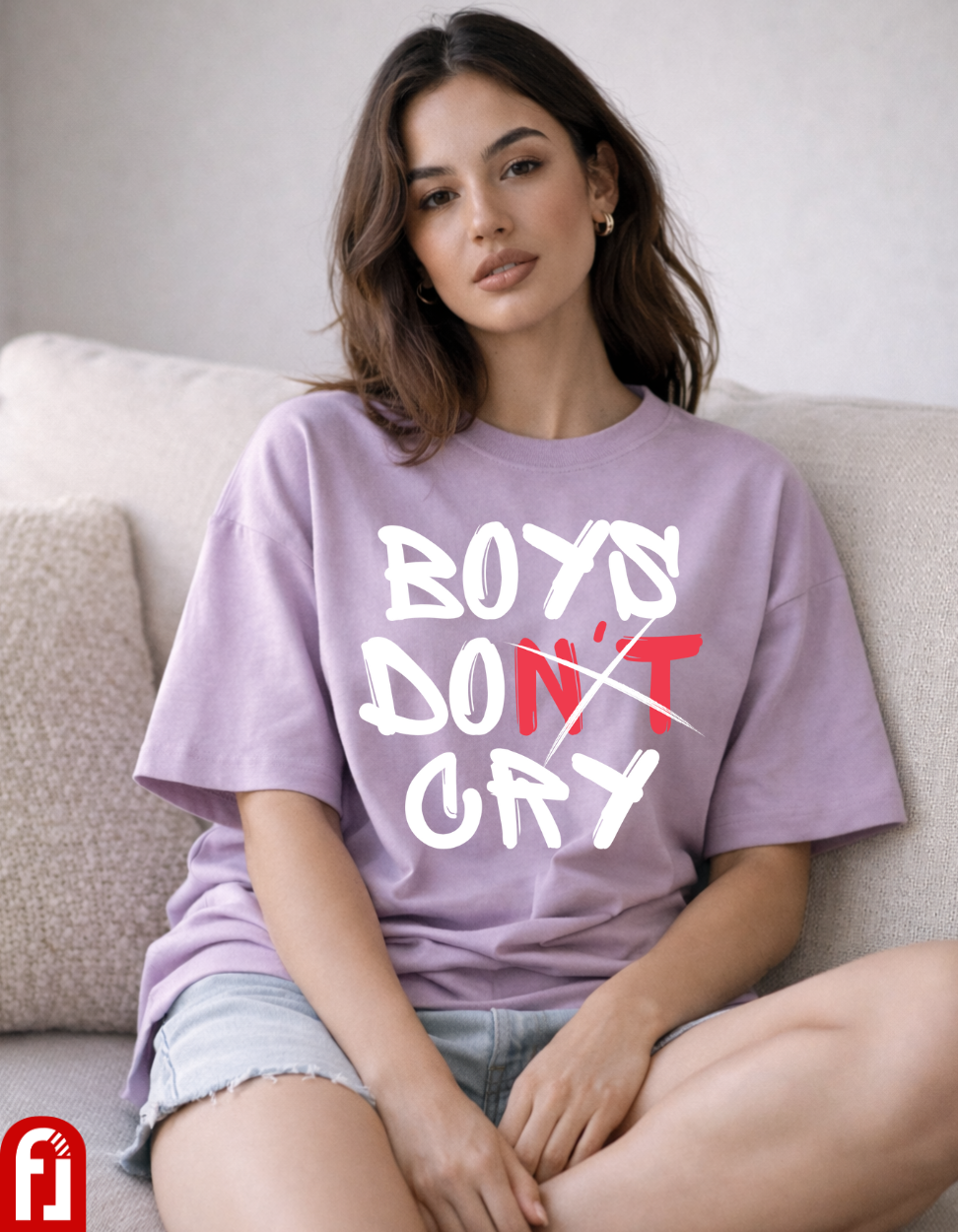 Boys Don’t Cry Oversized T-Shirt – Lavender Gen-Z Luxury Streetwear Tee