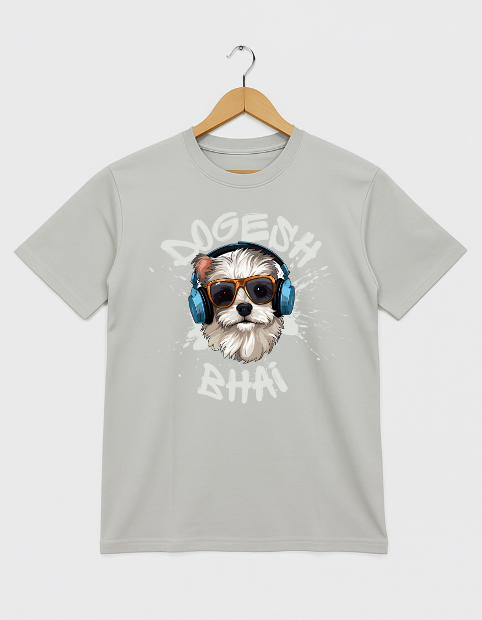 Dogesh Bhai Graphic T-Shirt for Men | Cool Dog Headphone Print Tee – Freshlooms