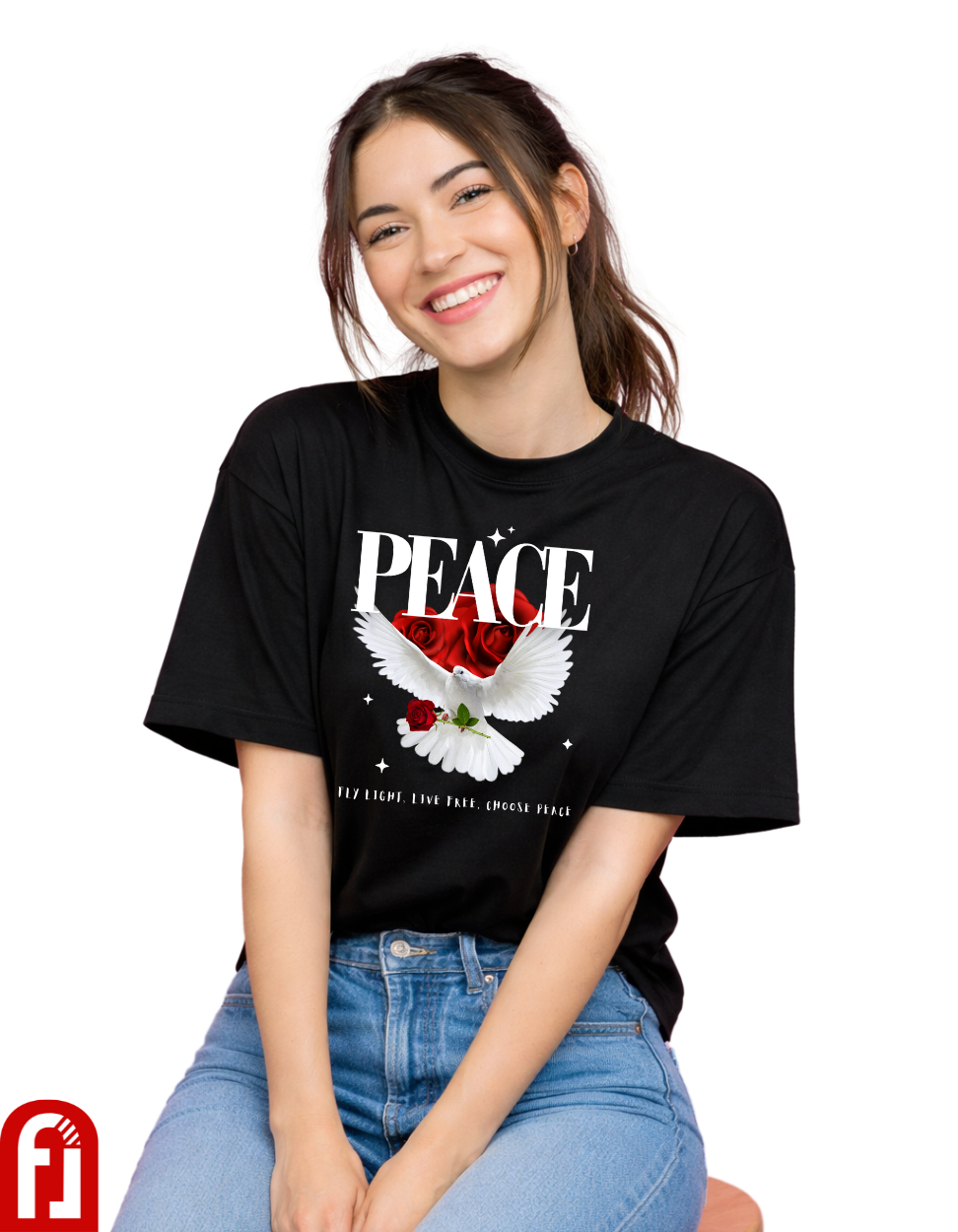 Peace Dove Graphic T-Shirt – Fly Light, Live Free Oversized Tee