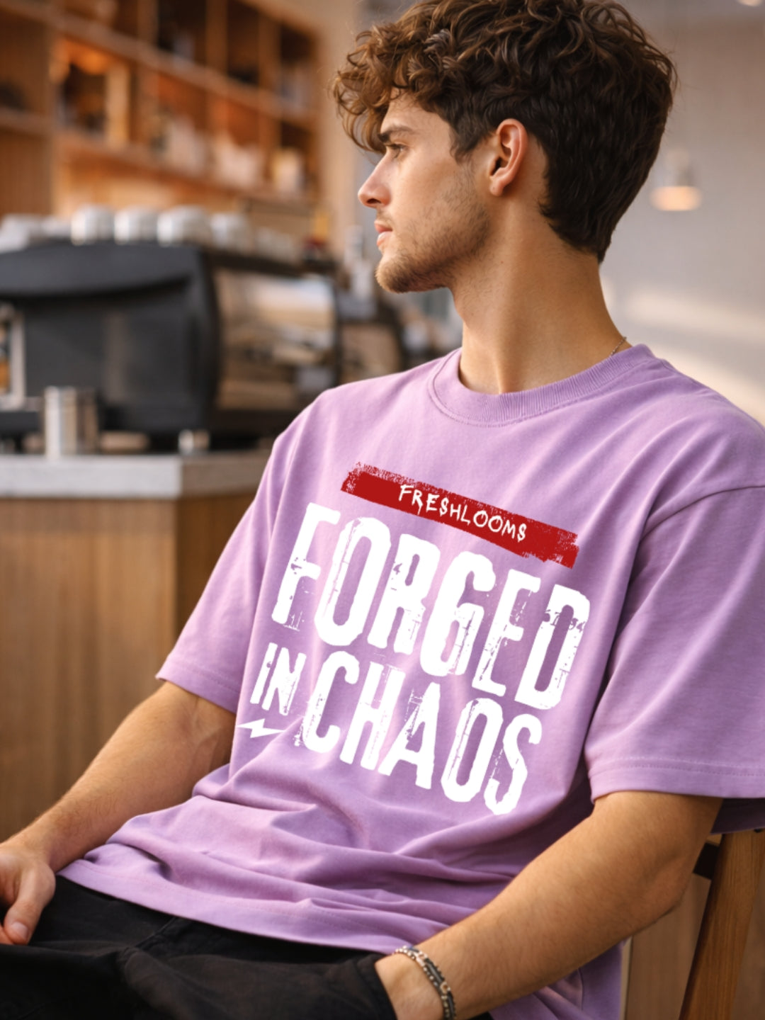 Forged in Chaos Oversized T-Shirt – Lavender Luxury Streetwear Tee