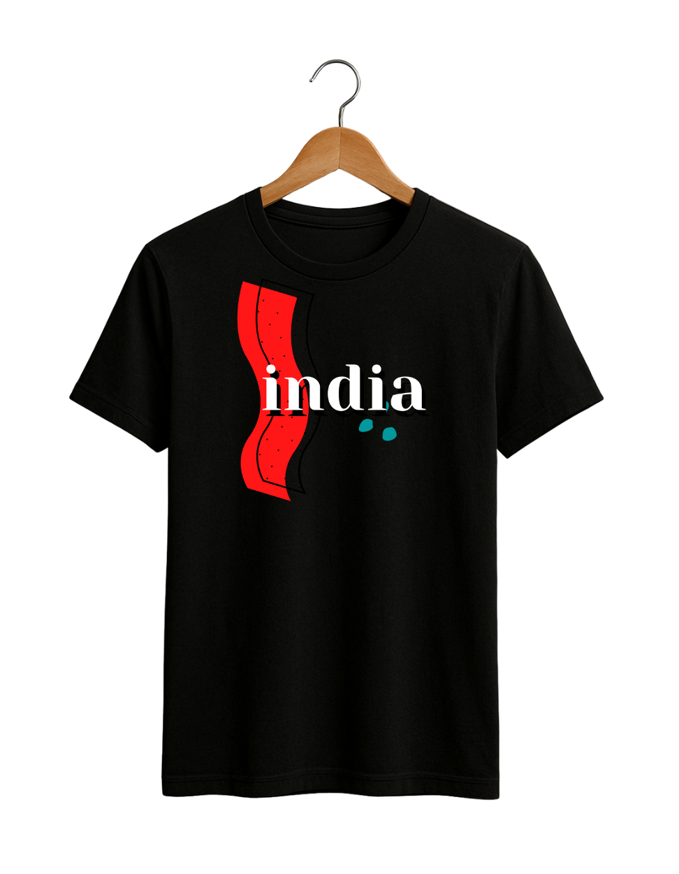 Stylish Black India Graphic T-Shirt – Modern Streetwear for Men