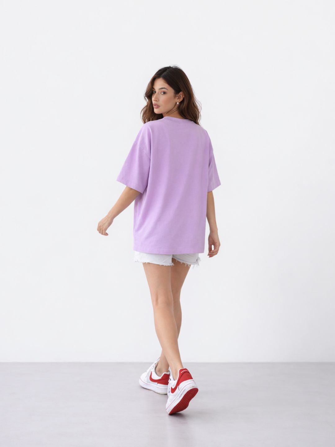 Overthinking Champion Oversized T-Shirt – Lavender Anime Luxury Streetwear