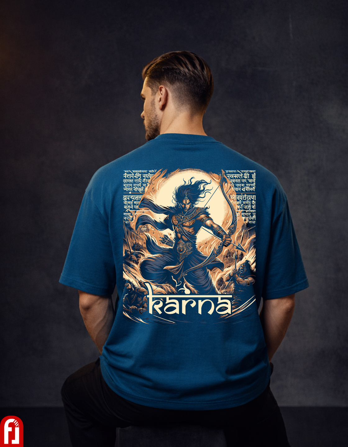 Men’s Karna Oversized Graphic T-Shirt 240 GSM | Premium 100% Cotton Mythology Streetwear Back Print Tee