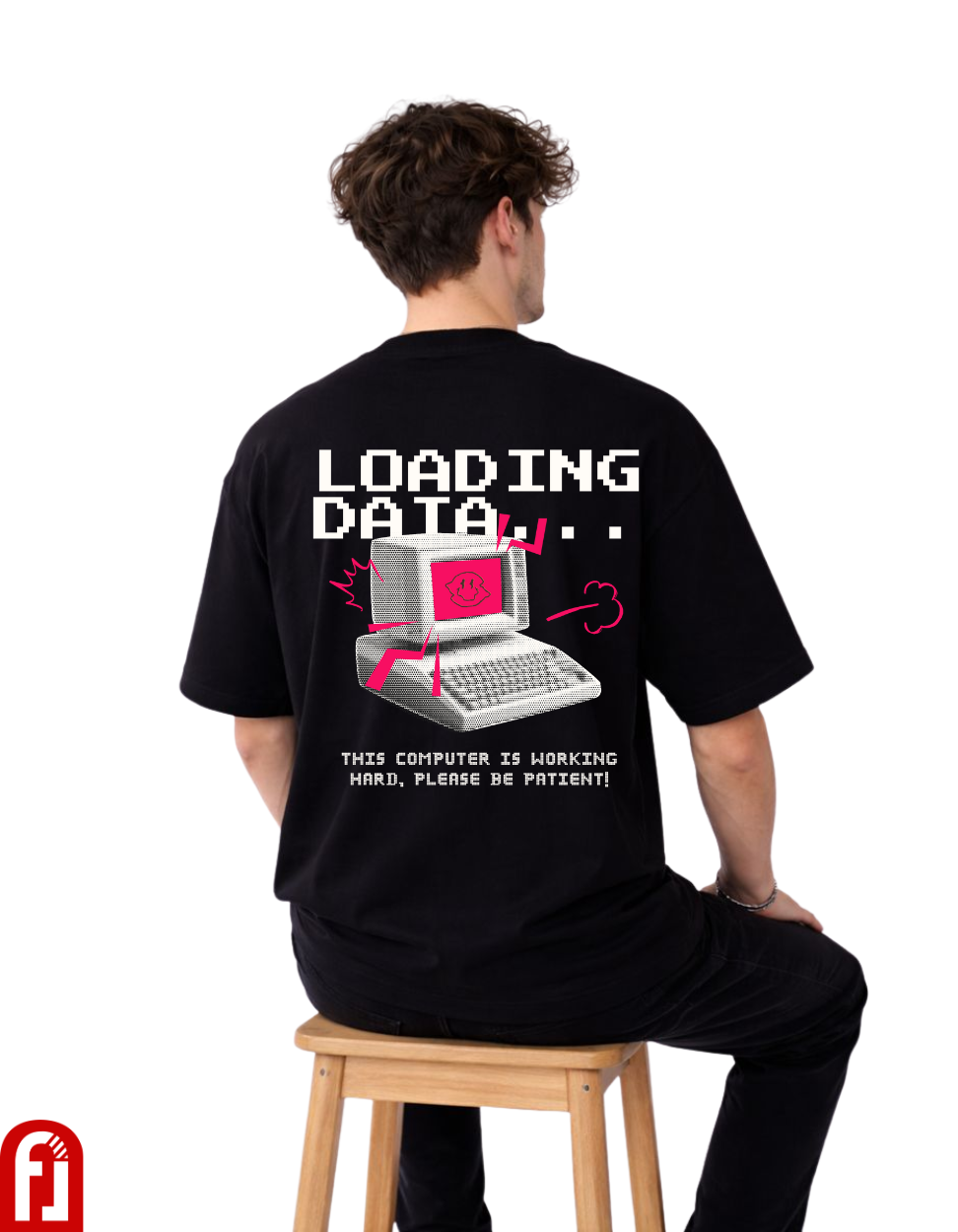Loading Data Oversized T-Shirt – Black Luxury Tech Streetwear (Front & Back Print)