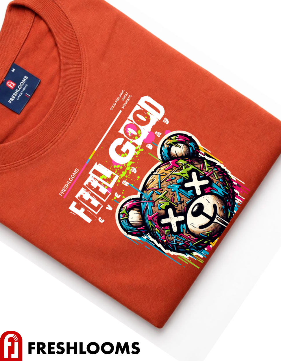 Feel Good Bear Oversized T-Shirt for Women – Orange Streetwear Tee