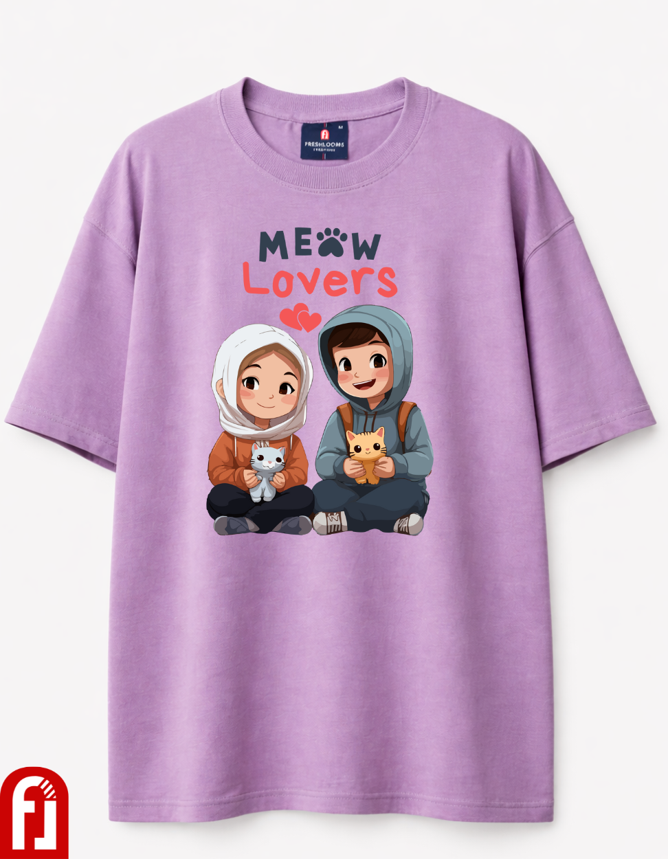 Meow Lovers Oversized T-Shirt – Lavender Luxury Streetwear Tee