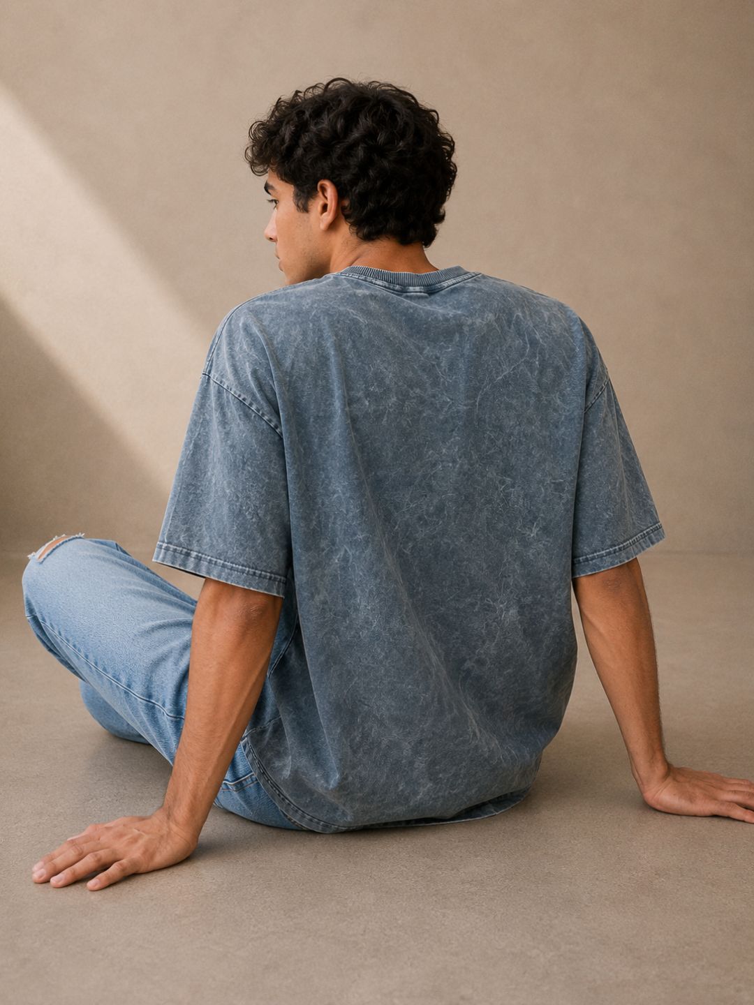 Freshlooms “PAIN” Men Oversized Acid Wash T-Shirt – Grey