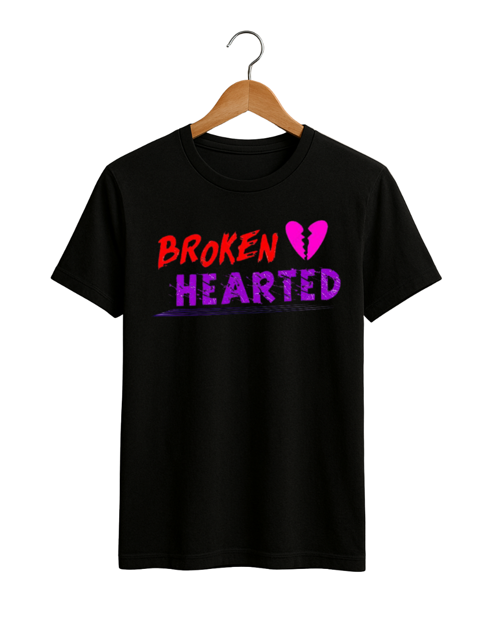 Broken Hearted Oversized Black T-Shirt for Women – Trendy Graphic Streetwear