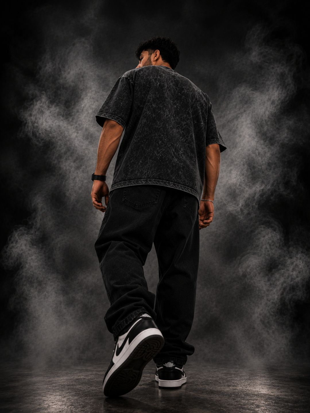 Freshlooms “PAIN” Acid Wash Oversized T-Shirt – Black