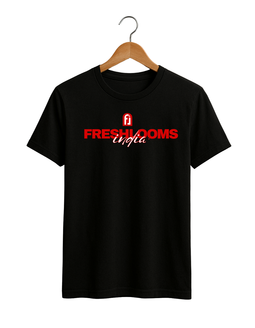 Freshlooms India Oversized Black Logo T-Shirt – Premium Casual Wear