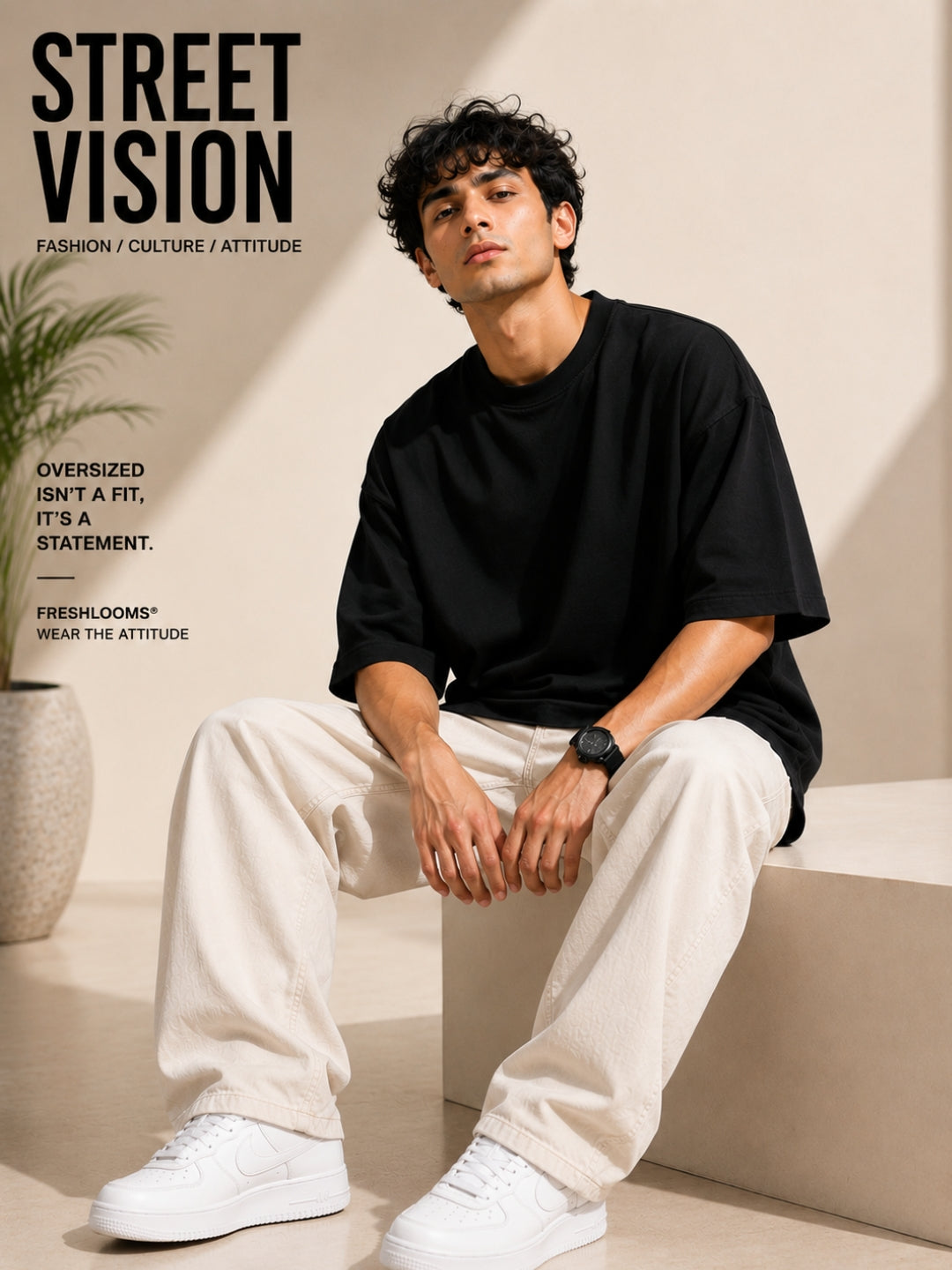 FRESHLOOMS | WILD Oversized Graphic T-Shirt – Black
