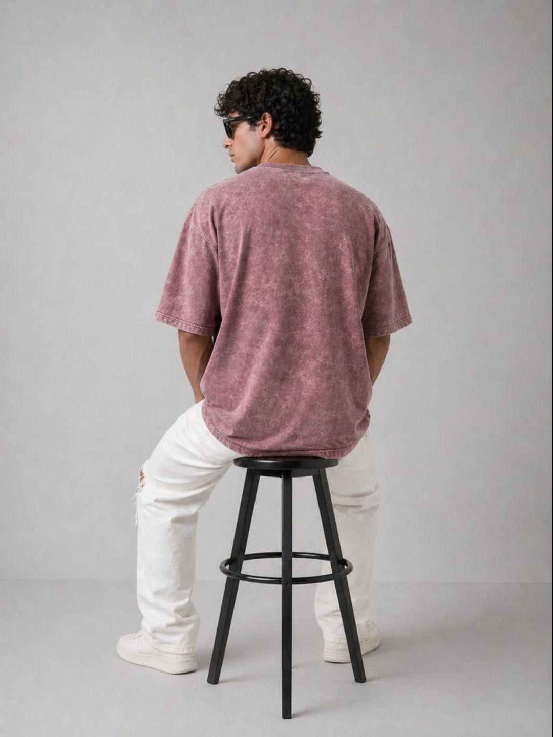 Freshlooms DAMAGED Men Oversized Acid Wash Graphic Printed T-Shirt