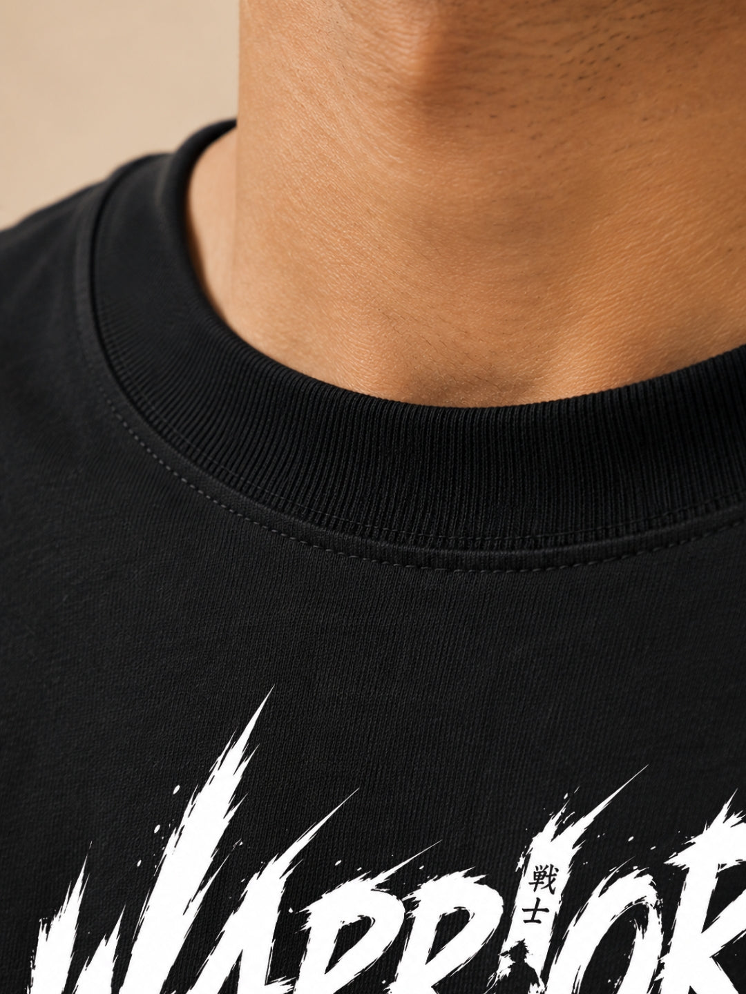 Freshlooms Warrior Graphic Printed Oversized T-Shirt for Men | Premium Cotton Drop Shoulder Loose Fit Streetwear Tee | Black