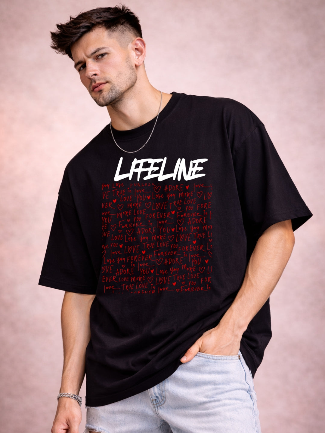 Freshlooms Lifeline Graphic Oversized T-Shirt – 240 GSM Premium Cotton Streetwear