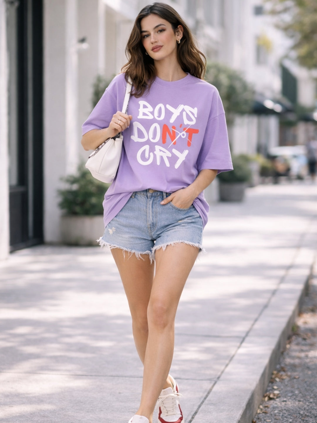 Boys Don’t Cry Oversized T-Shirt – Lavender Gen-Z Luxury Streetwear Tee
