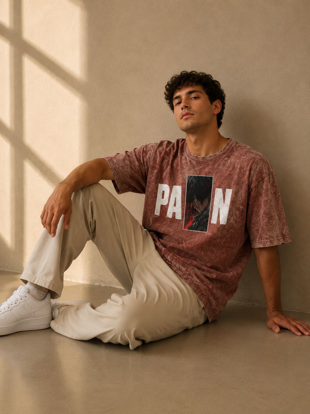 Freshlooms “PAIN” Oversized Acid Wash T-Shirt – Vintage Rose