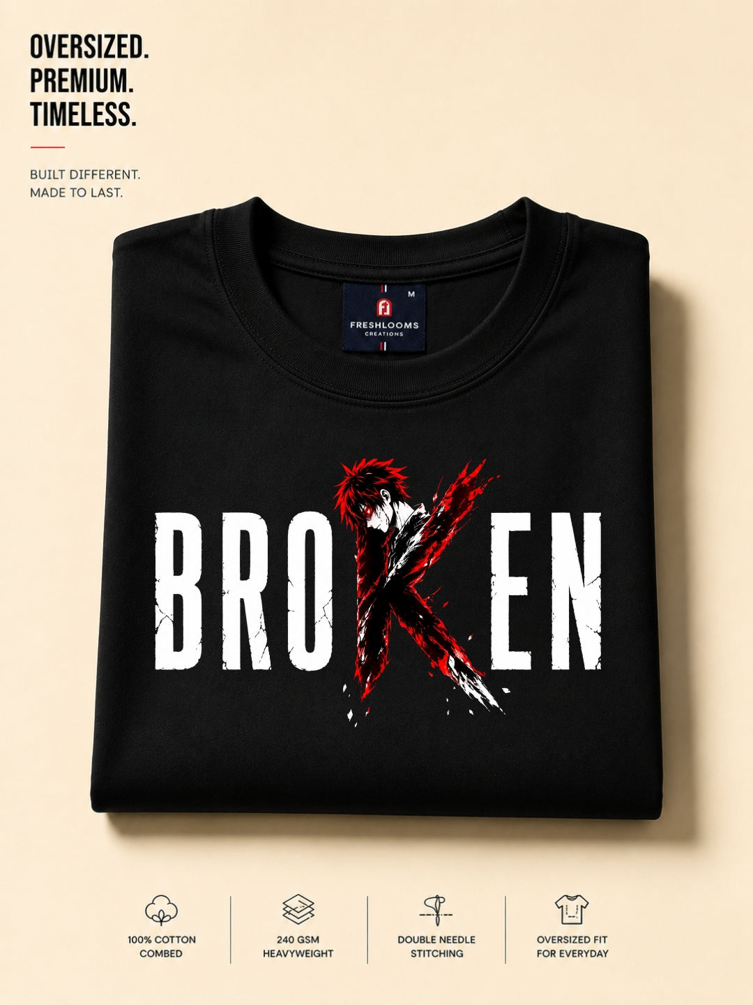 BROKEN. BUT NEVER DEFEATED.  A statement piece designed for those who wear confidence, not trends.