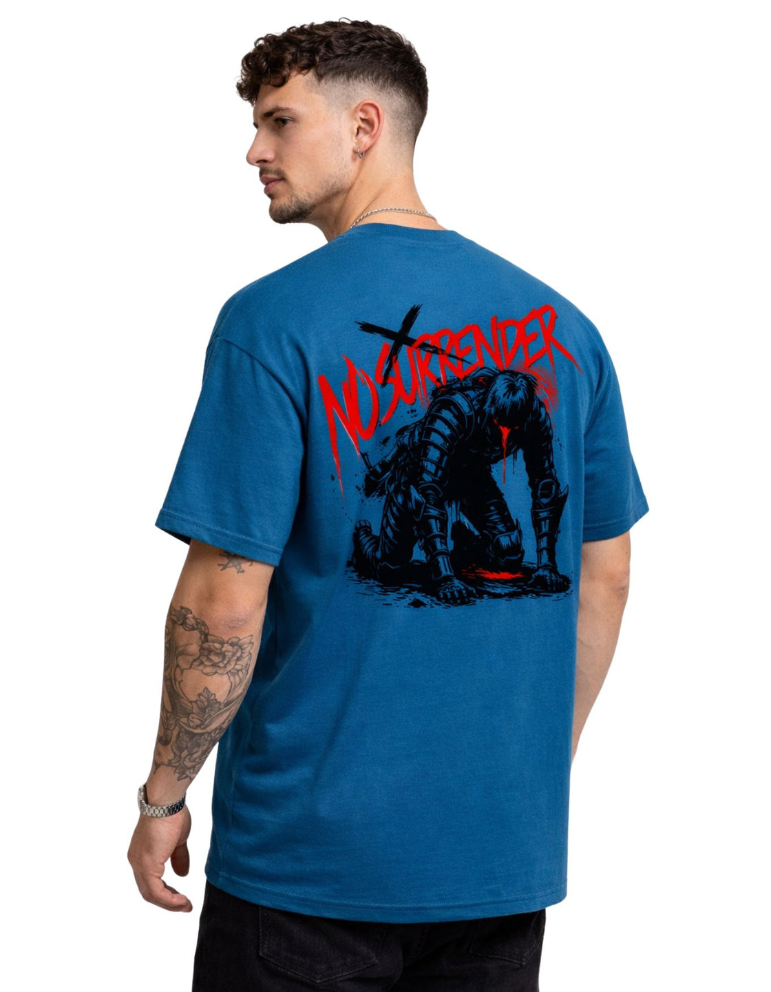 Men’s No Surrender  Oversized Graphic T-Shirt 240 GSM | Premium 100% Cotton Streetwear Back Print Tee