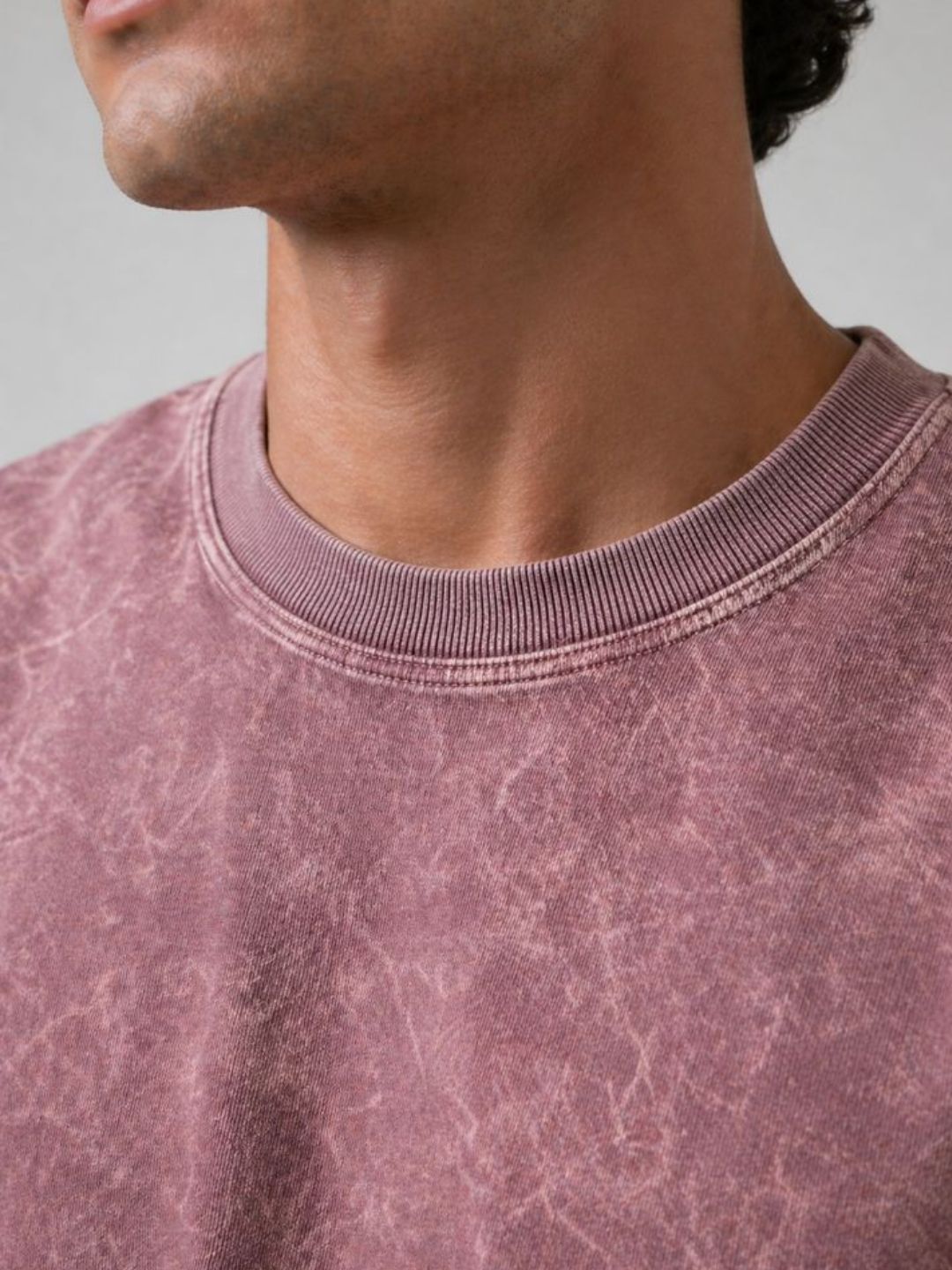 Freshlooms Oversized Stone Wash T-Shirt – Dusty Rose | Heavyweight 240 GSM Cotton | Drop Shoulder Fit