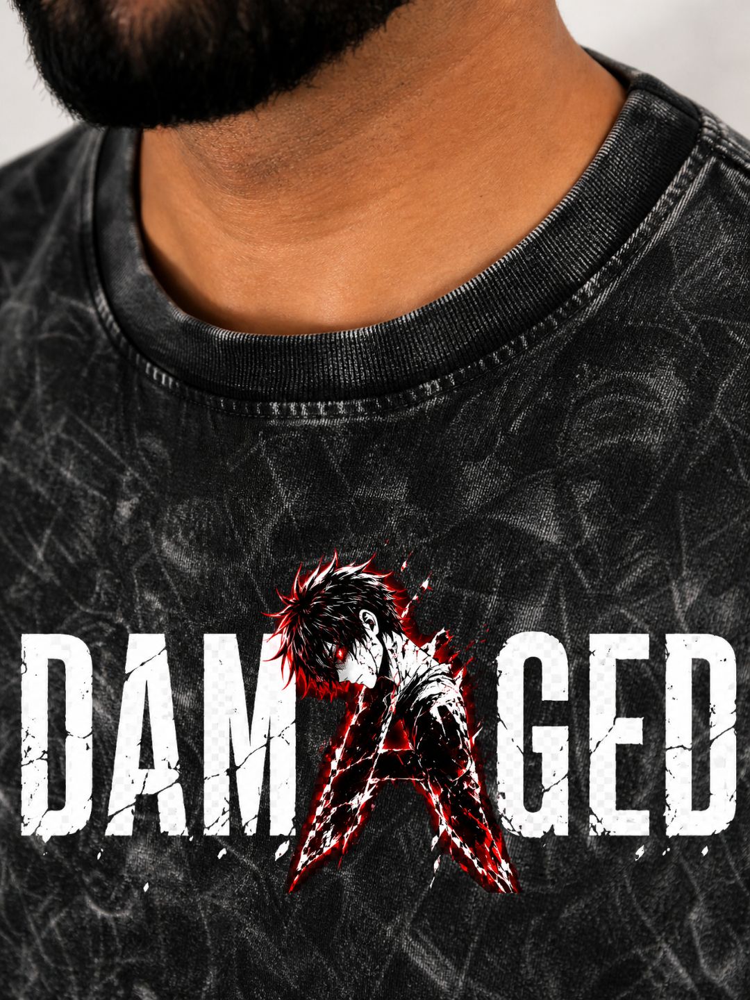 Freshlooms DAMAGED Oversized Acid Wash Graphic T-Shirt