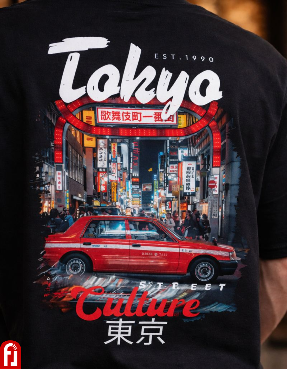 Freshlooms Men Oversized Premium Cotton T-Shirt – Tokyo Street Culture Back Print | Urban Streetwear Tee